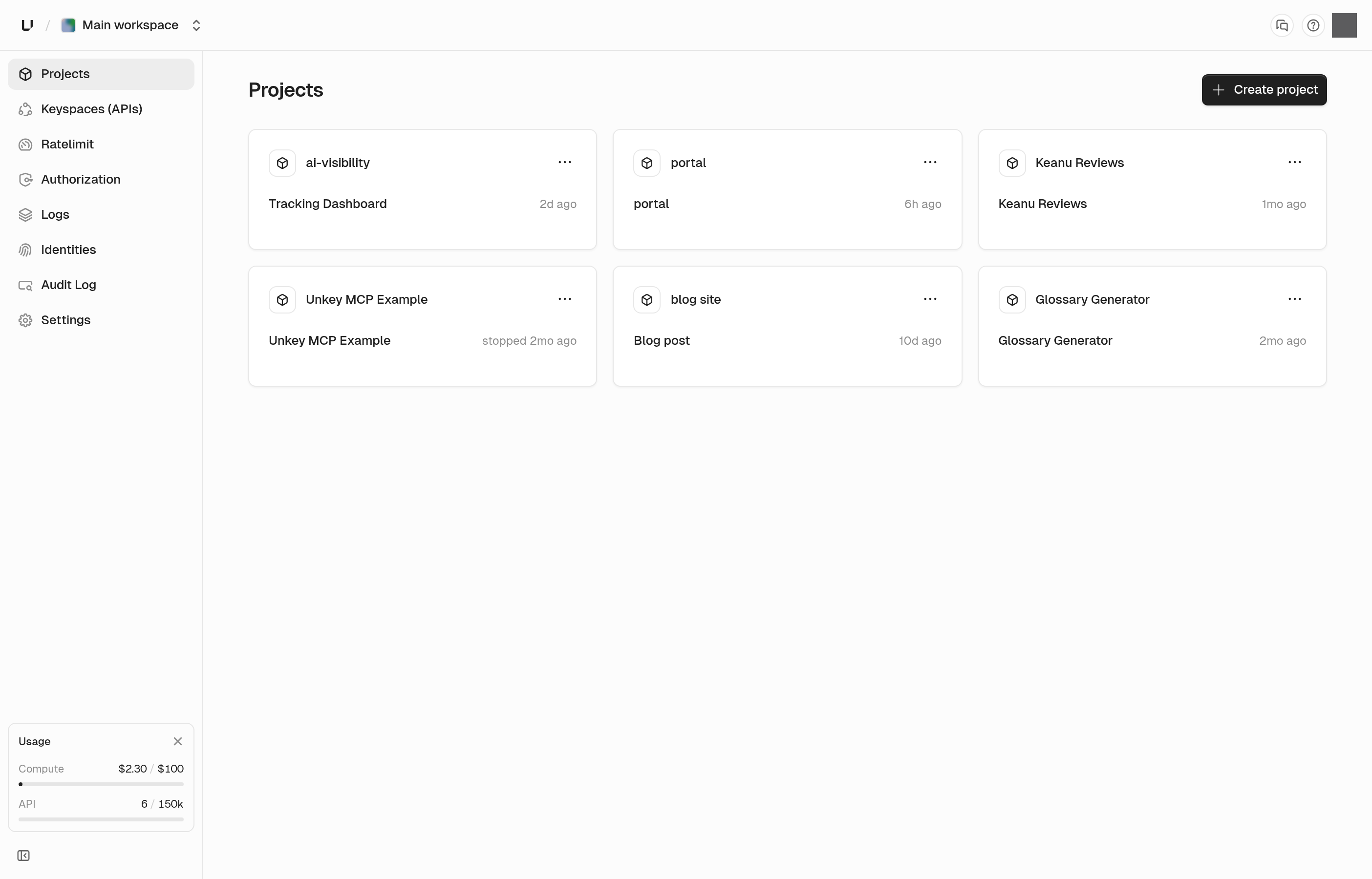 Project cards