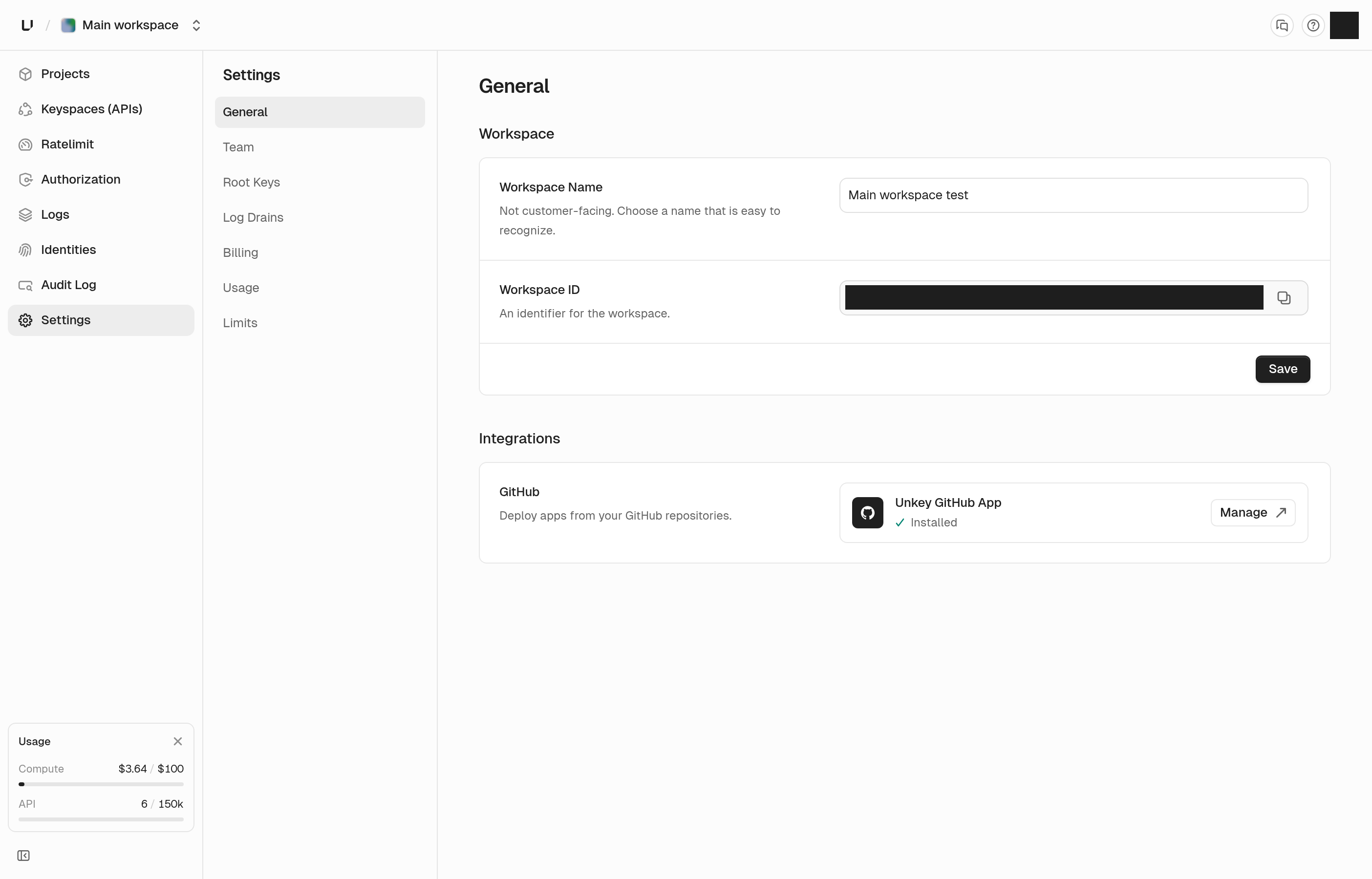 Settings save footer